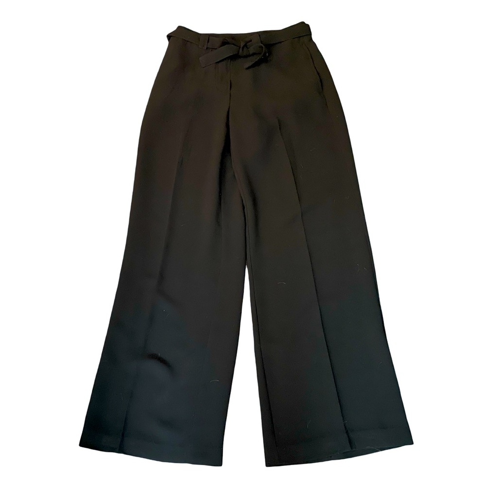 New York & Company Stretch black Petite Pant Size 2P tie belt wide leg high rise